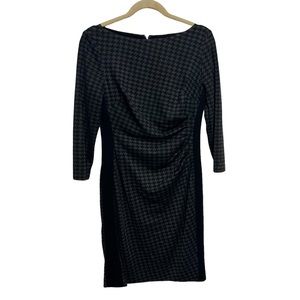 Lauren Ralph Lauren Houndstooth Black Gray Long Sleeve Knit Dress, Size 6